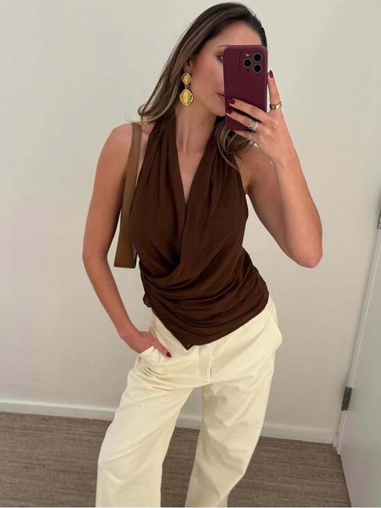 Mango Tops - NWT Mango Draped Wrap Top